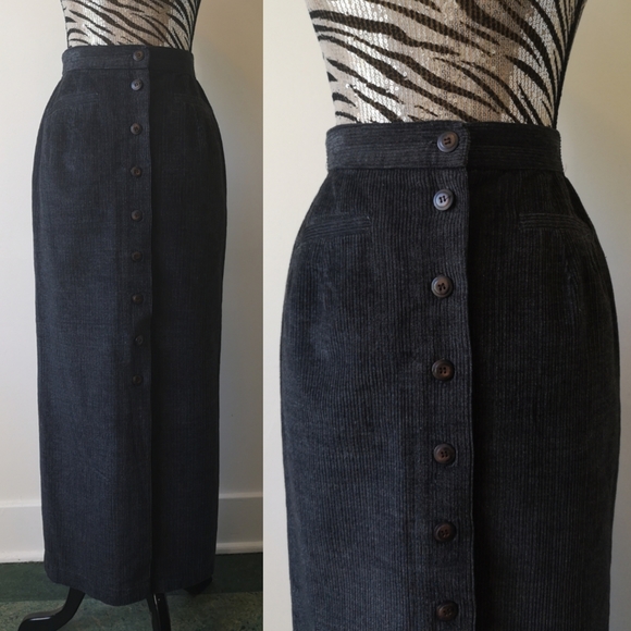 RARE Vintage "CATS" button up corduroy maxi skirt - Picture 2 of 12